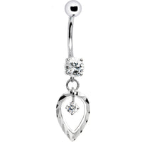 16G Solid 14k White Gold Exclusive Dangle Belly Ring
