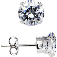 925 Sterling Silver 6mm CZ Round Stud Earrings