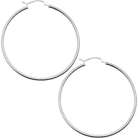 925 Sterling Silver 1 3/4 Inch Hoop Earrings