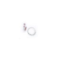 14k White Gold Pink CZ Square Huggy Earrings