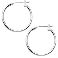 14K White Gold 1.5mm 11/16 Inch Hoop Earrings