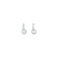 14k White Gold Cubic Zirconia Dangle Huggy Earrings