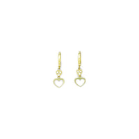 14k Yellow Gold CZ Dual Heart Huggy Earrings