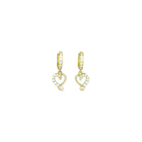 14k Yellow Gold CZ Jeweled Heart Huggy Earrings