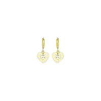 14k Yellow Gold CZ Cutout Heart Huggy Earrings