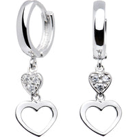 Sterling Silver CZ Dual Heart Huggy Earrings