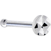 Solid 14K White Gold Textured Flat Disc Nose Bone