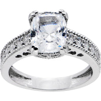 Sterling Silver Emerald Cubic Zirconia Ring -3.42 ct tw