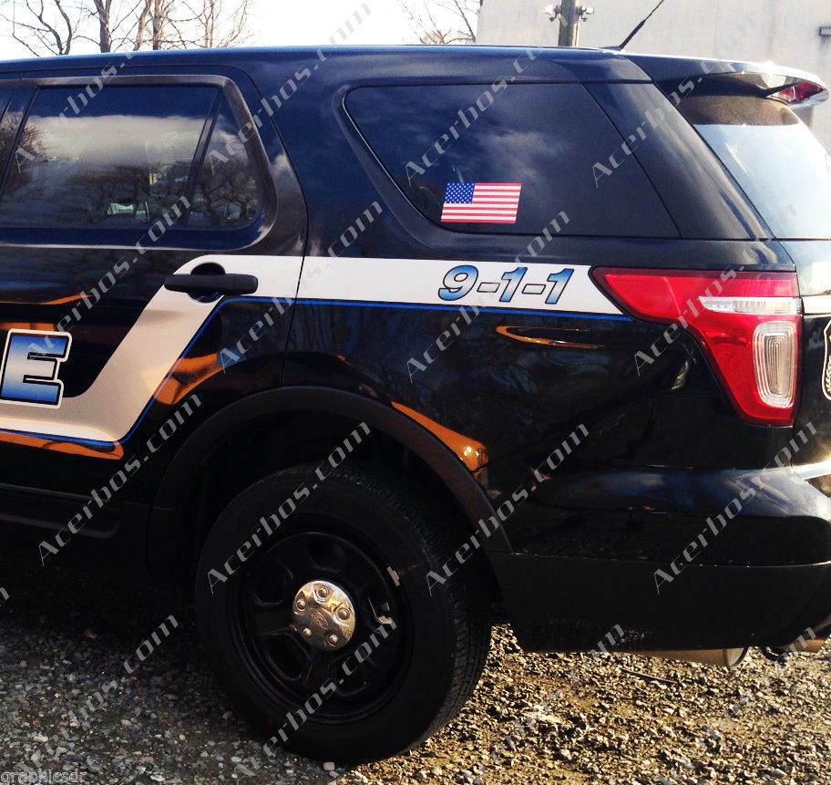 American Flag (Black/White): 5" 3M Reflective Decal Stickers (x2)