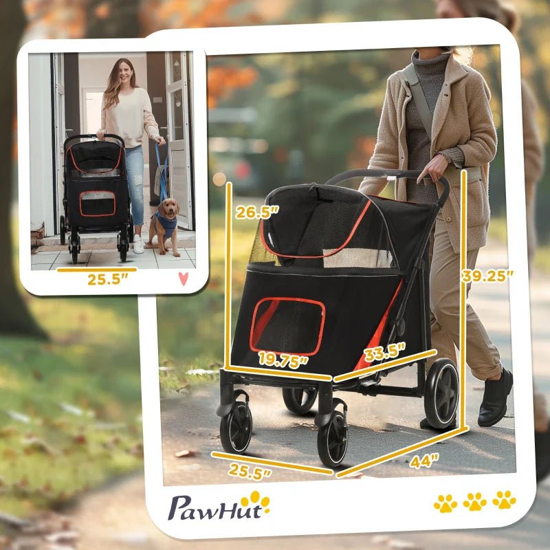 One - Click Foldable Stroller for Large Medium Small Dogs, Pet, Cats with Storage - Jaico Online Shop