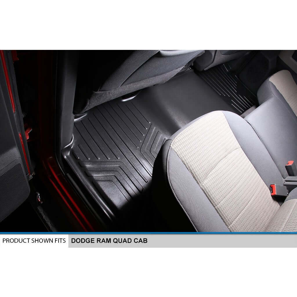 SMARTLINER Custom Fit Floor Liners For 2012-2022 RAM 1500 Quad Cab with 1st Row Bench Seat and Dual Floor Hooks