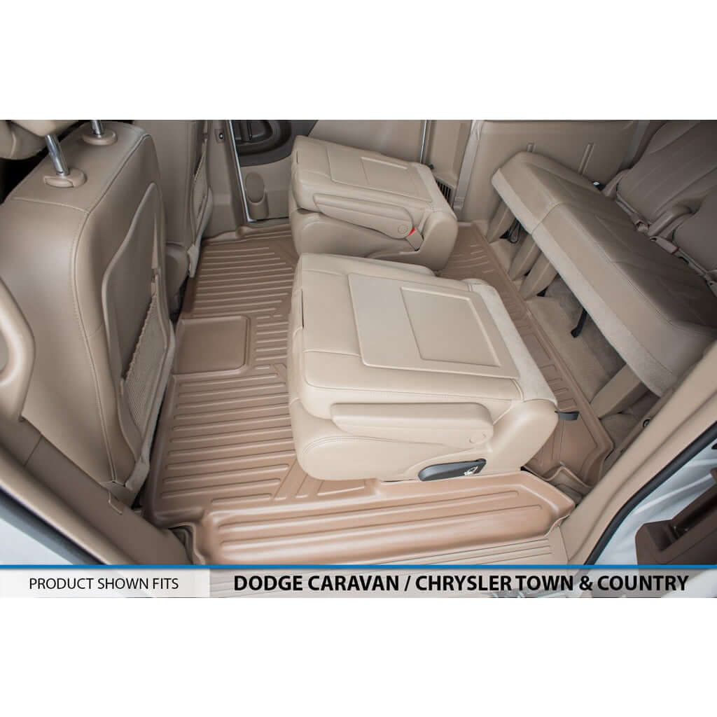 Smart Trim™ Custom Fit Floor Liners For 2013-2020 Dodge Grand Caravan with 2nd Row Bucket Seats and 1st Row Super Console