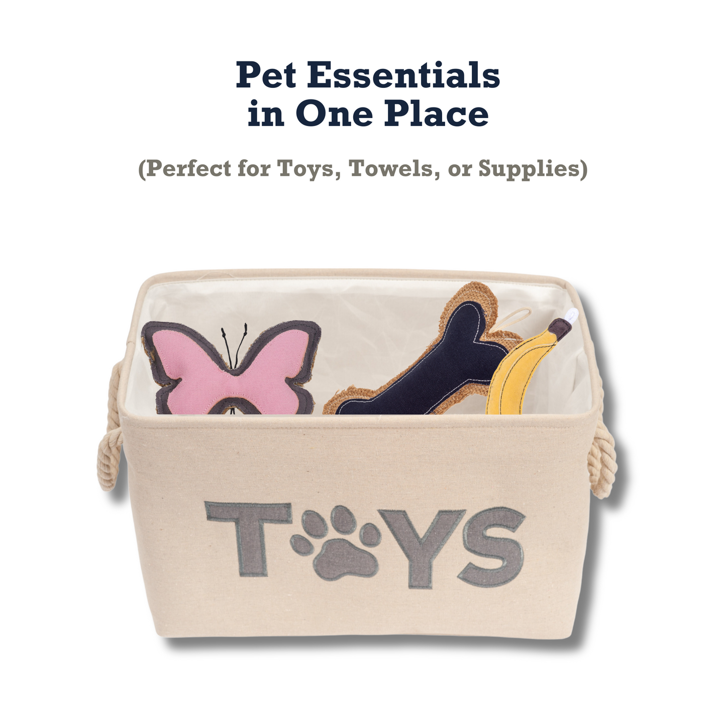 Country Living Foldable Fabric Dog Toy Storage Bin - Convenient Organizer for Pet Accessories