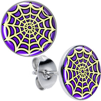 Two Tone Spider Web Stud Earrings by Onyx O