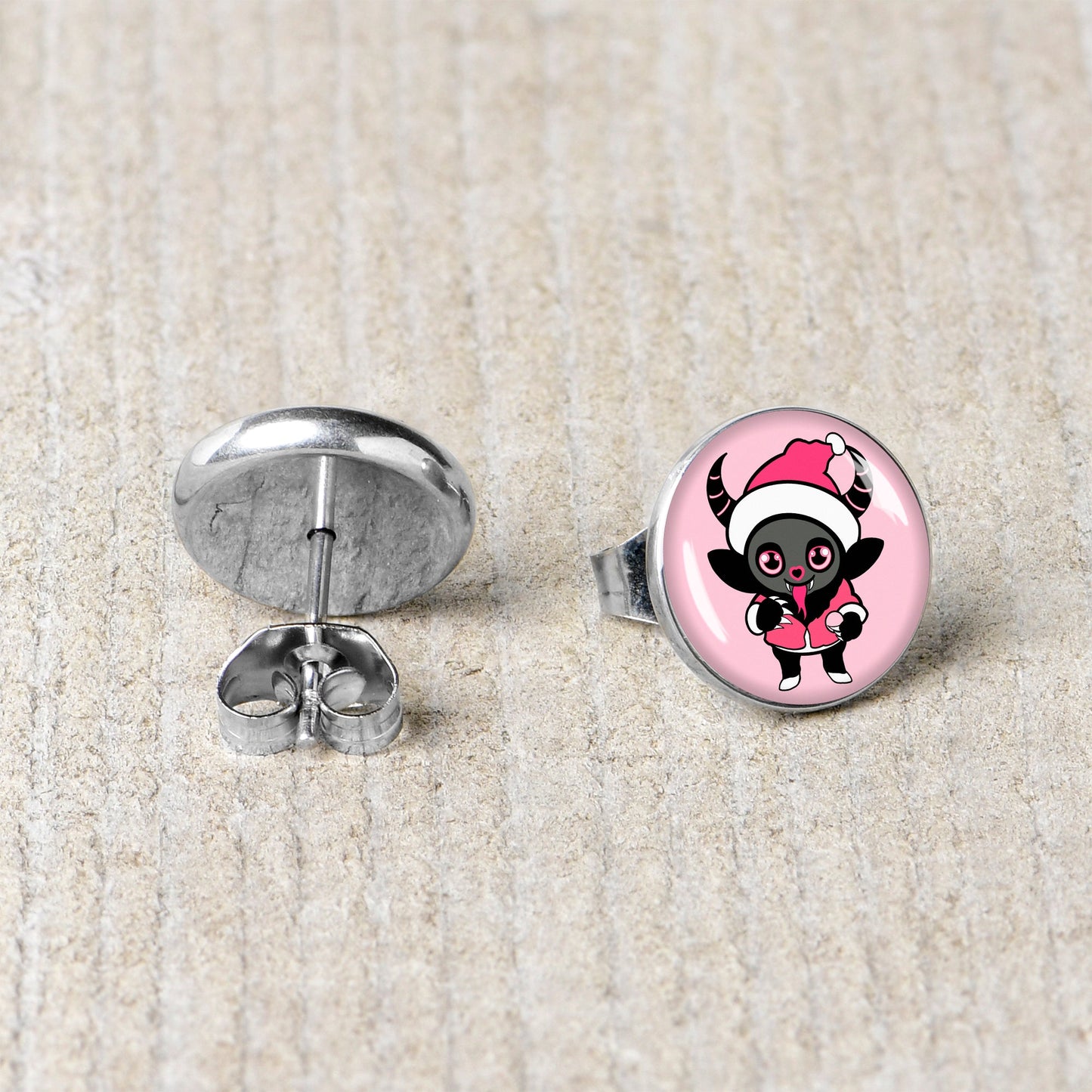 Krampus Cutie Christmas Holiday Stud Earrings by Onyx O