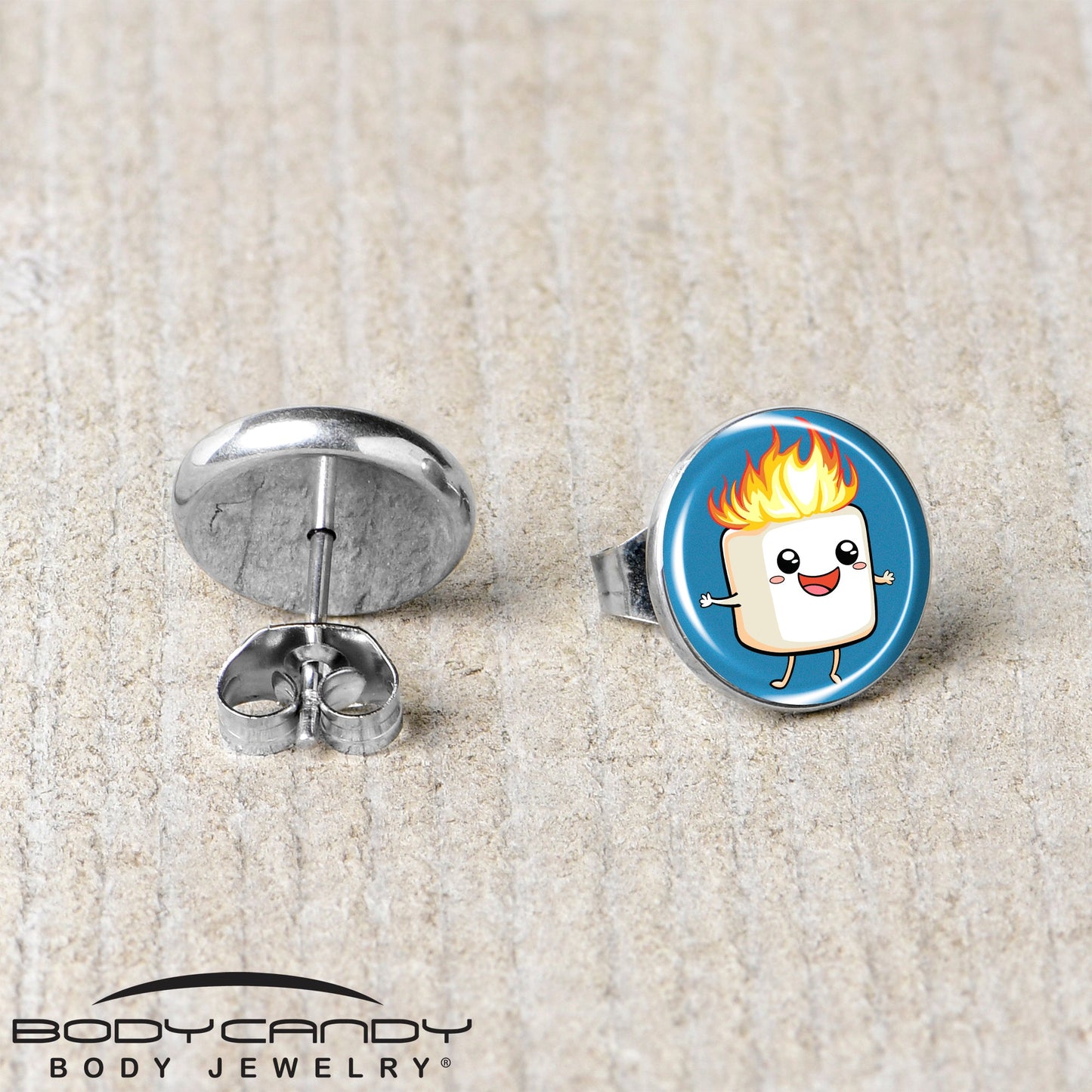 Burning Marshmallow Stud Earrings by Onyx O