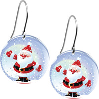 Winter Holiday Snow Globe Christmas Santa Claus Dangle Earrings