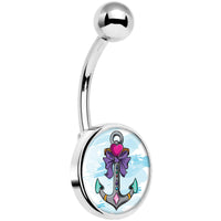 Girly Girl Love Heart Nautical Anchor Belly Ring
