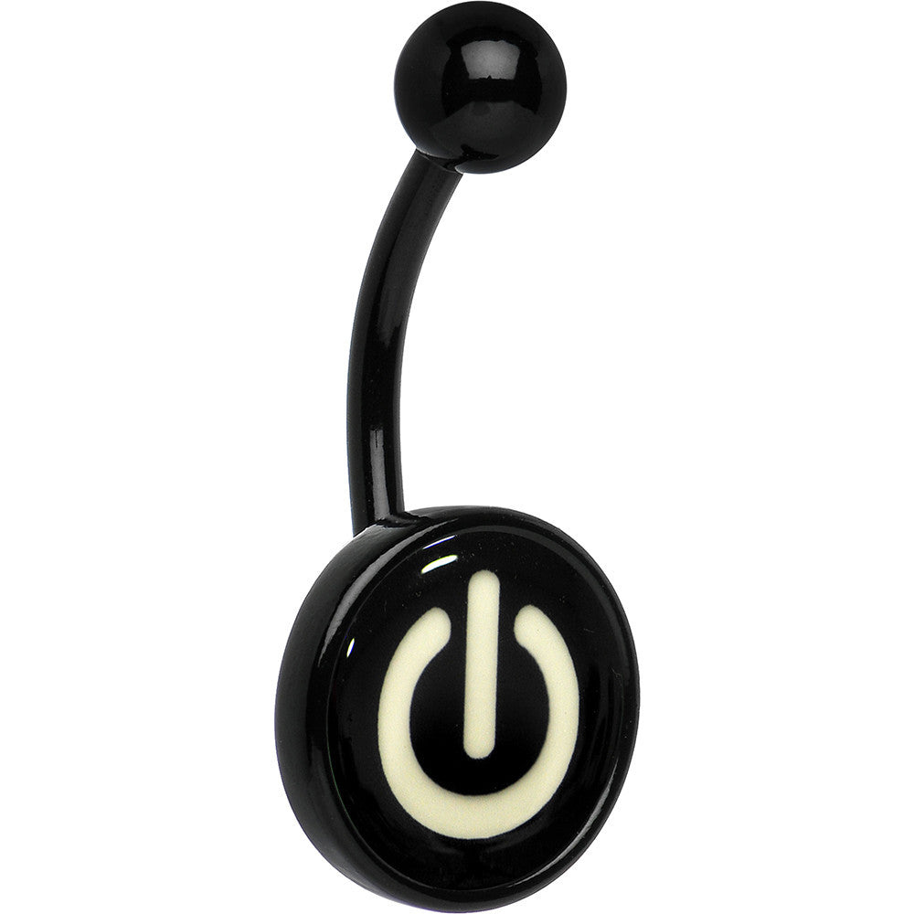 Glow in the Dark Titanium Power Button Belly Ring
