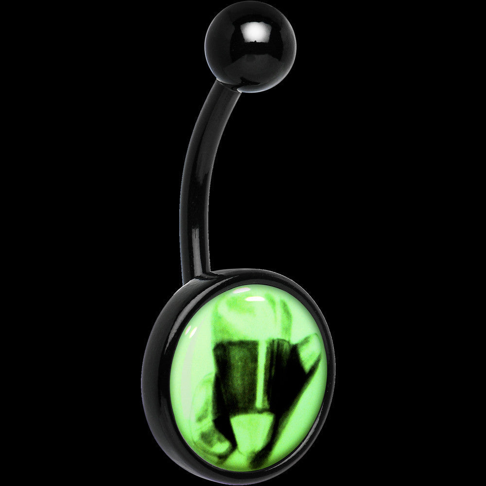 Black Titanium Classic Candy Corn Glow in the Dark Belly Ring