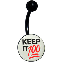 Glow in the Dark Black Keep it 100 Belly Ring by Onyx O