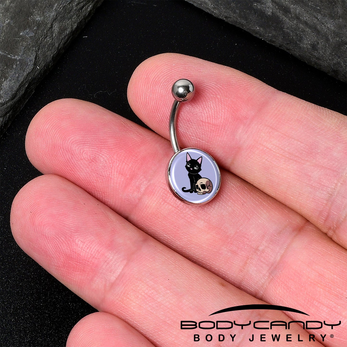 Skull Cat Belly Ring by Onyx O