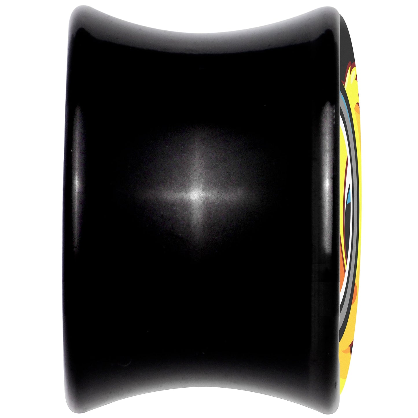 Magnified Yellow Duck Black Acrylic Saddle Plug Set 8mm to 20mm by Onyx O