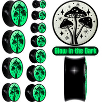 Glow in the Dark Mystic Mushroom Black Acrylic Saddle Plug Set by Onyx O