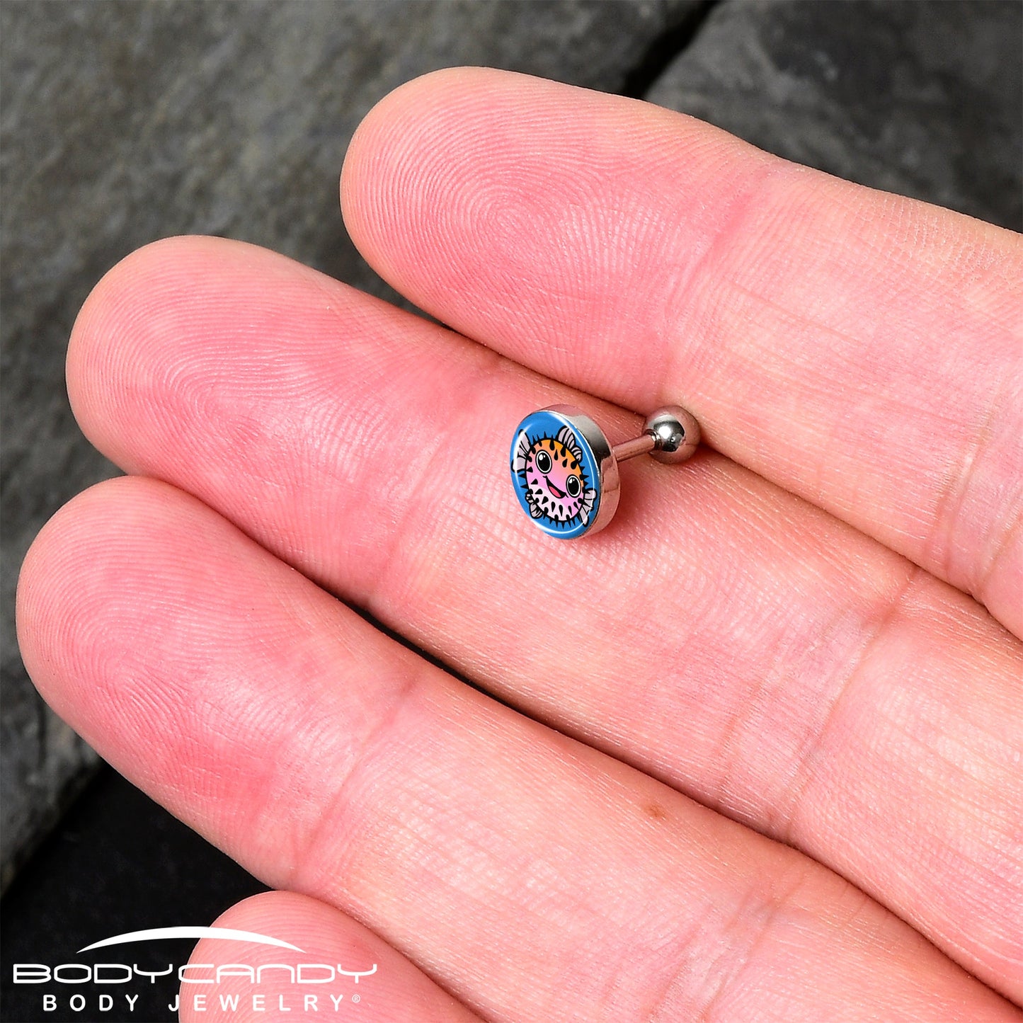 16G 1/4 Swimming Pufferfish Tragus Cartilage Earring by Onyx O