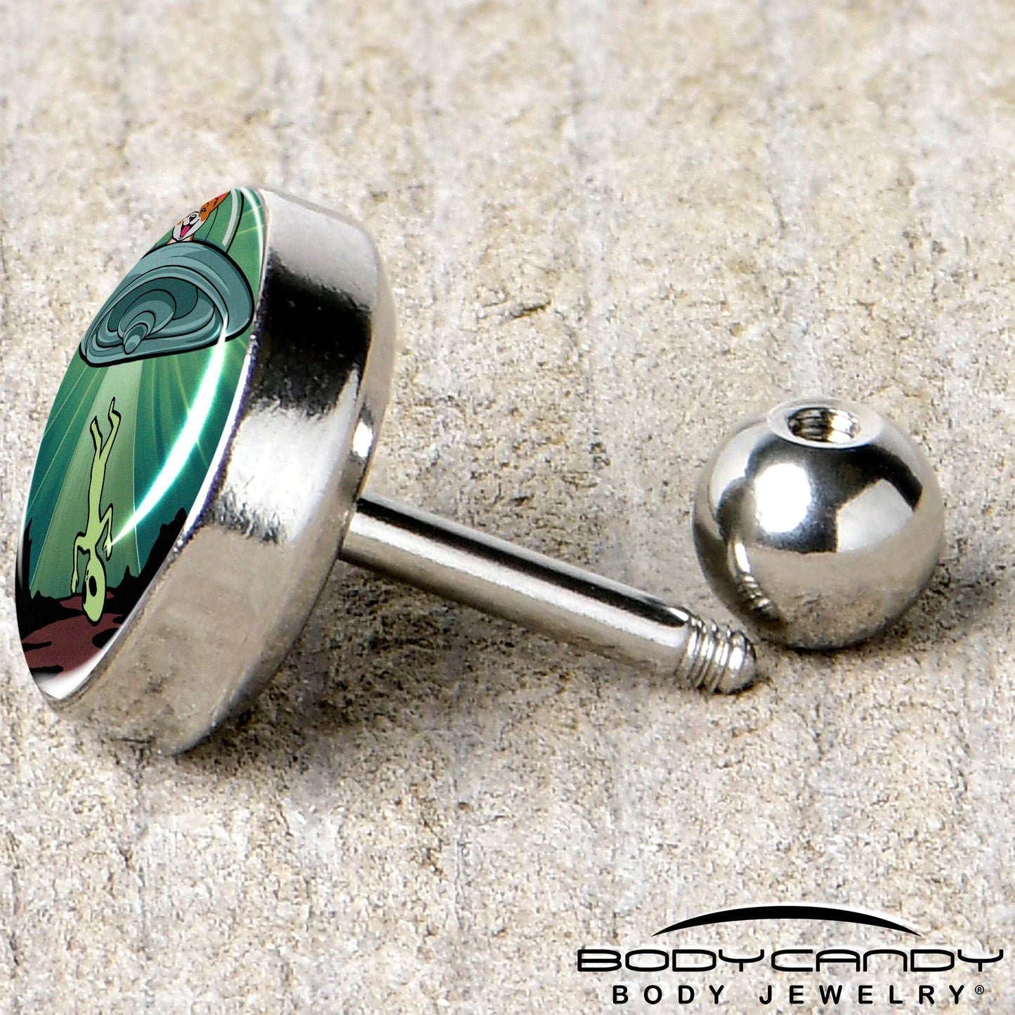 16G 1/4 Reverse Alien UFO Abduction Tragus Cartilage Earring by Onyx O