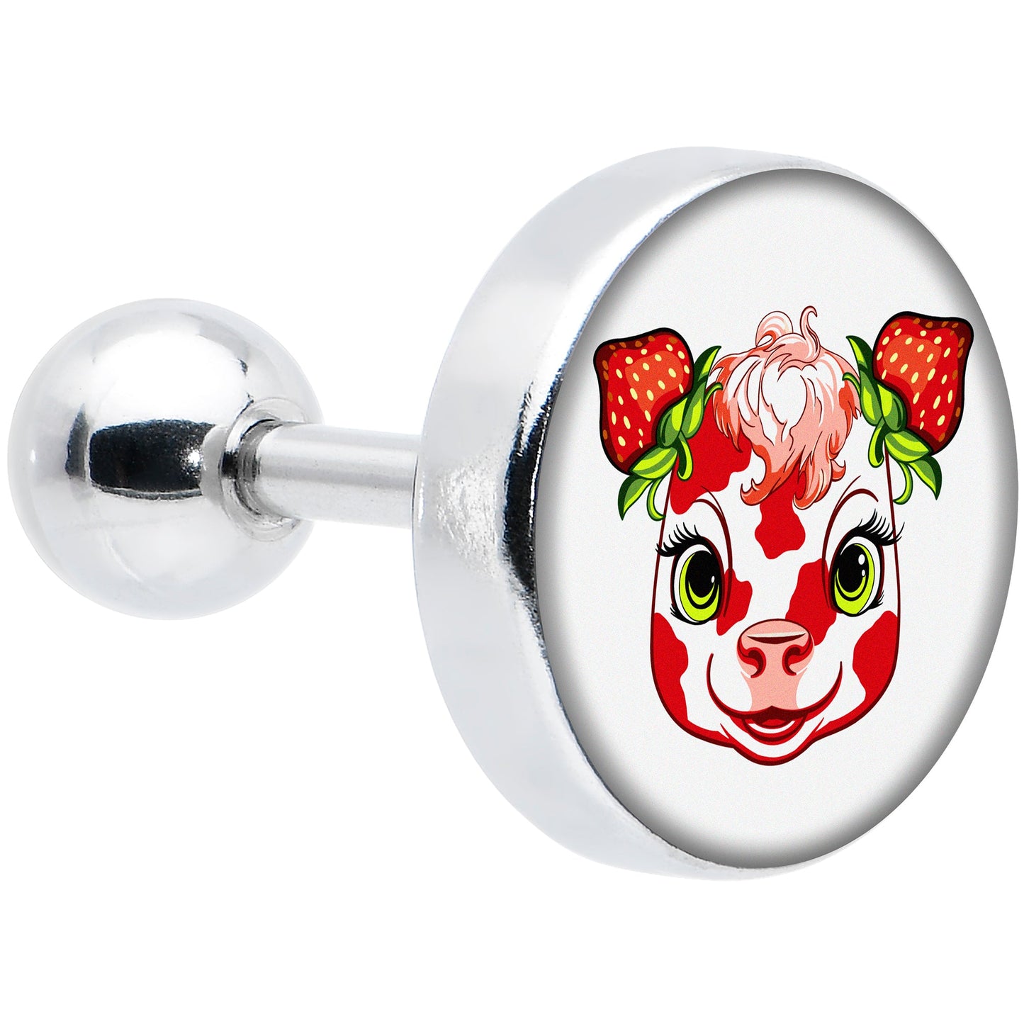 16G 1/4 Strawberry Cow Cartilage Tragus Earring by Onyx O