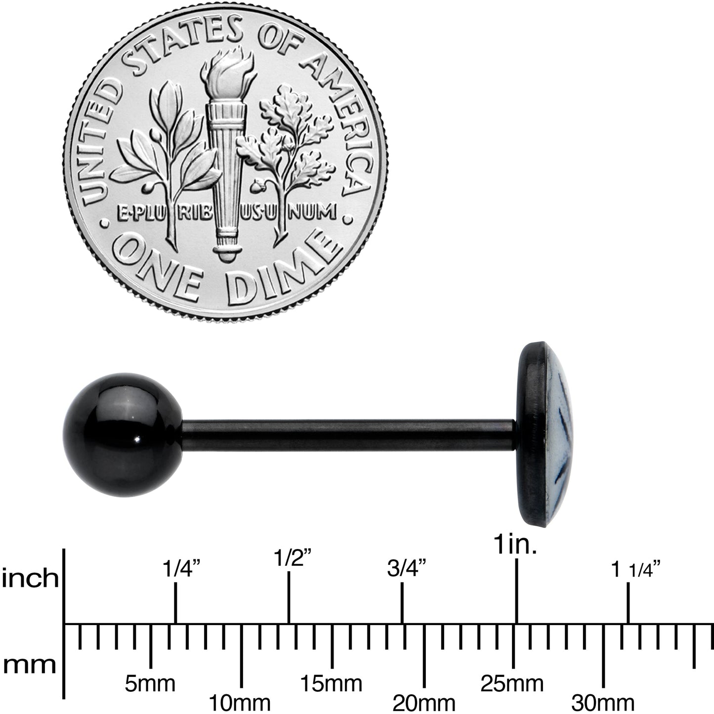 Glow in the Dark Black Anodized Black Widow Spider Barbell Tongue Ring by Onyx O