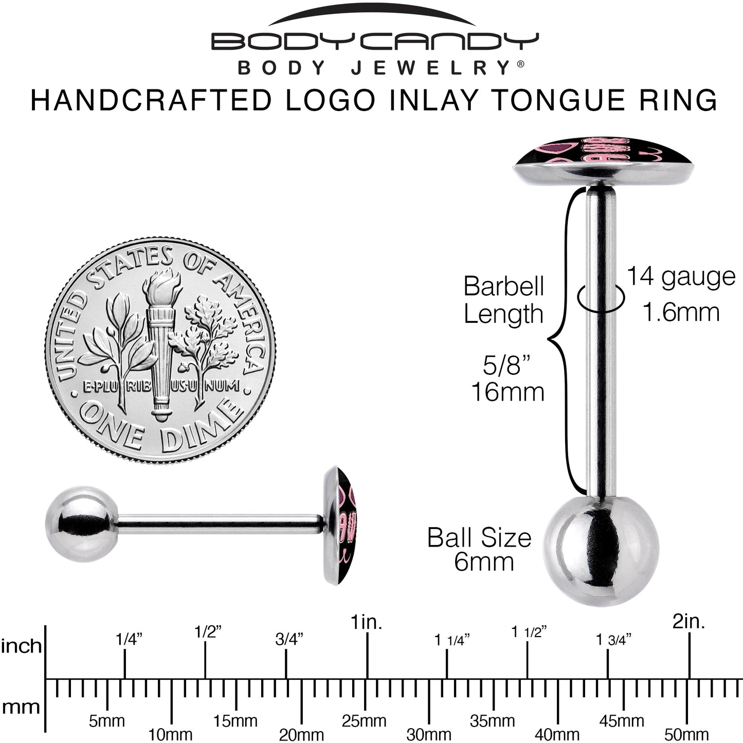 RAWR Kittly Cat Barbell Tongue Ring by Onyx O