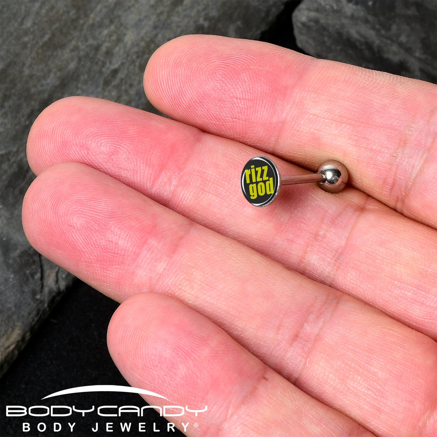 RIZZ GOD Barbell Tongue Ring by Onyx O