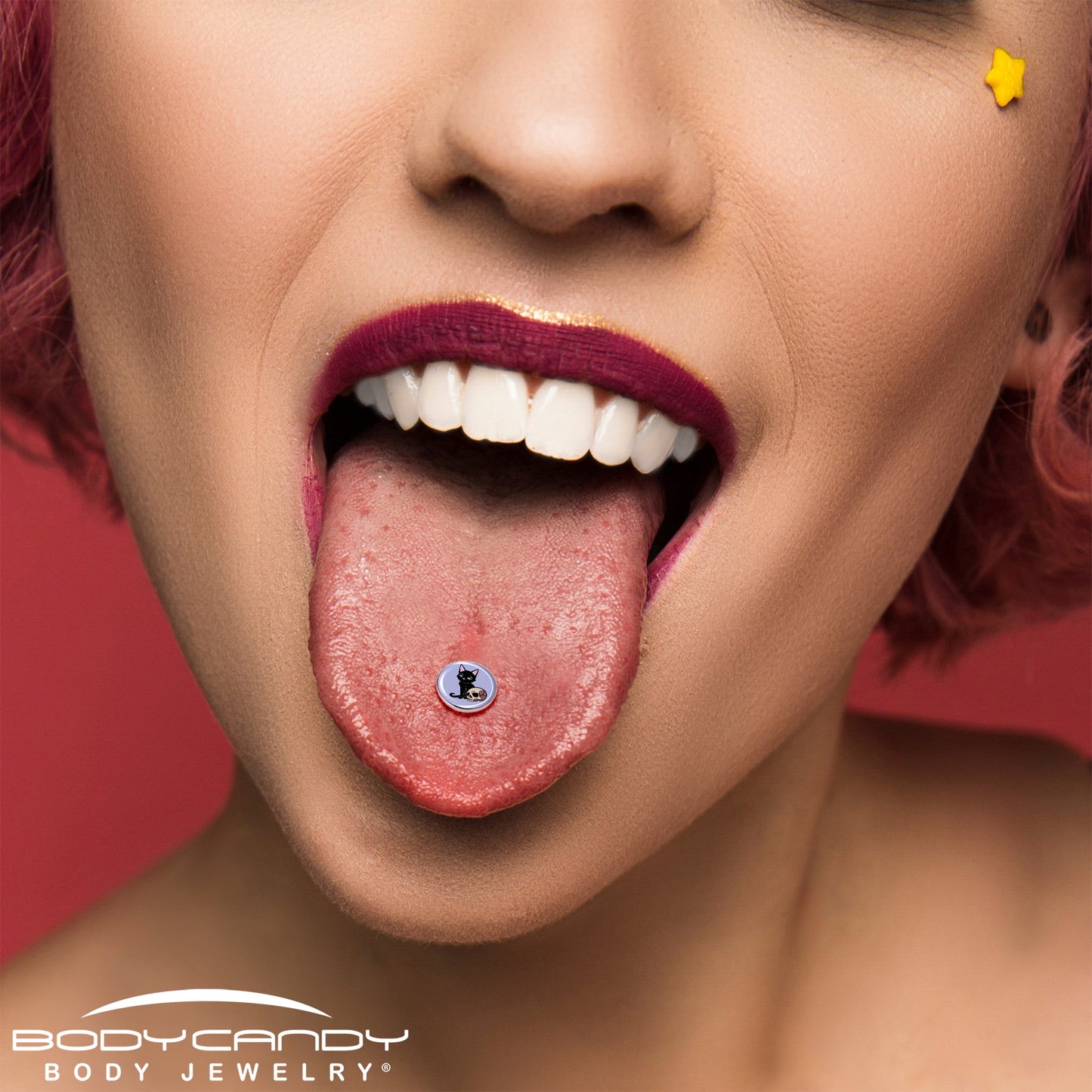 Skull Cat Barbell Tongue Ring by Onyx O