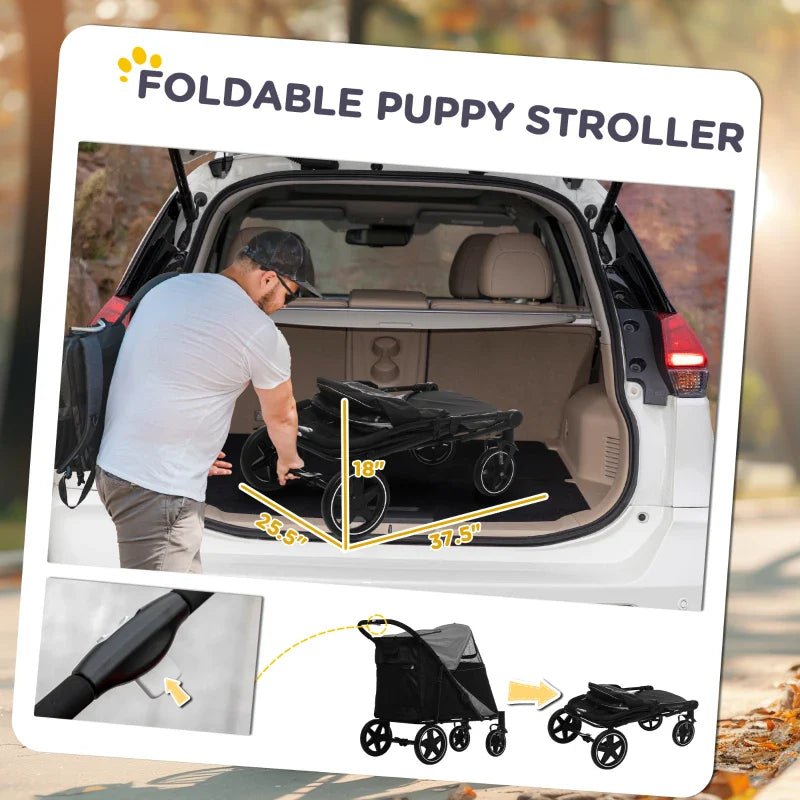 One - Click Foldable Stroller for Large Medium Small Dogs, Pet, Cats with Storage - Jaico Online Shop