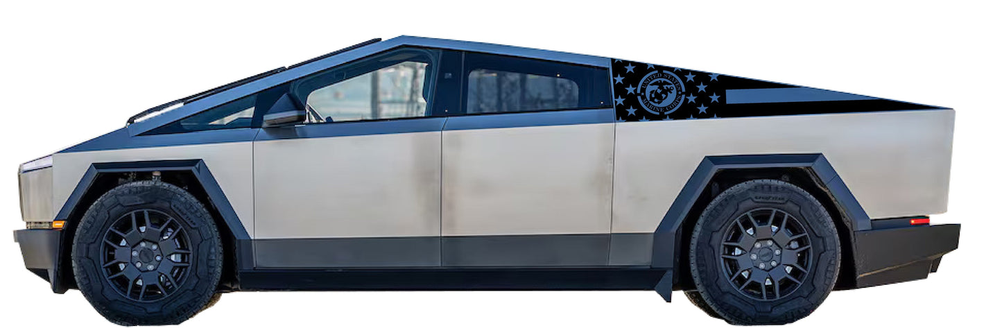 United States Marine Corps Bedside Panel Decals For The 2023-2026 Tesla Cybertruck (x2)