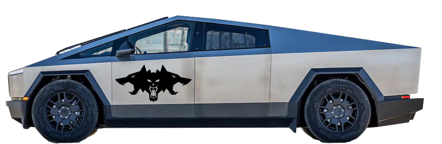 Cyberbeast Logo Door Decals For The 2023-2026 Tesla Cybertruck (x2)