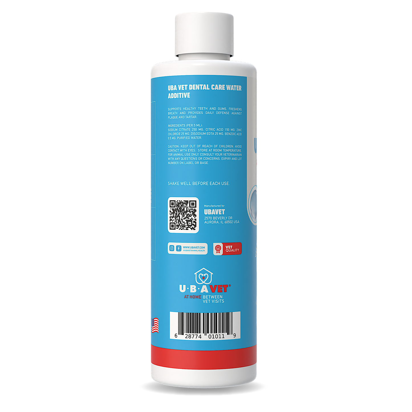 UBAVET Dental Care Water Additive for Dogs & Cats – Odorless & Tasteless Oral Health Solution (16 fl oz / 473 ml)