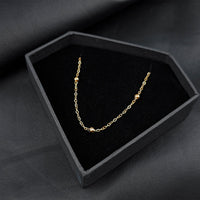 Stainless Steel Ball Rose Gold Tone PVD Station Necklace Satellite Chain Layering Necklace