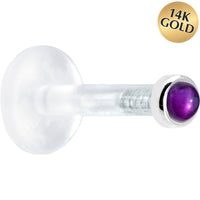 Solid 14K White Gold 2mm Genuine Amethyst Bioplast Push in Monroe