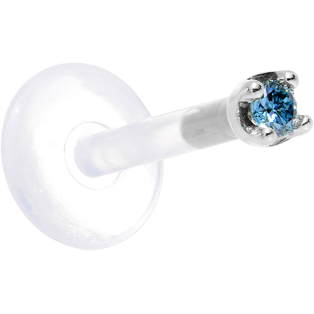 Solid 14K White Gold 1.5mm Genuine Blue Diamond Bioplast Push in Monroe