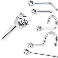 Solid 18K White Gold 1.5mm Genuine Diamond Nose Ring