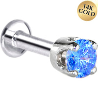 16G Solid 14K White Gold 3mm Arctic Cubic Zirconia Tragus Earring Stud