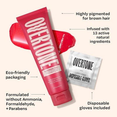 Overtone Raspberry Pink Hair Mask Semi - Permanent Hair Dye & Color Conditioner - New - Jaico Online Shop