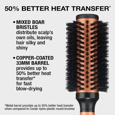 Conair Copper Pro Mixed Boar Bristle Round Hair Brush - Imperfect Box - Jaico Online Shop