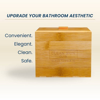 Clean Skin Club Clean Towels XL Original + Bamboo Container Cover 50ct - New