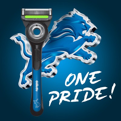 Gillette Labs Men's Special NFL Lions Edition Shaving Razor with 4 Refills and Magnetic Stand - New