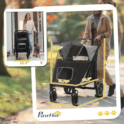 One - Click Foldable Stroller for Large Medium Small Dogs, Pet, Cats with Storage - Jaico Online Shop
