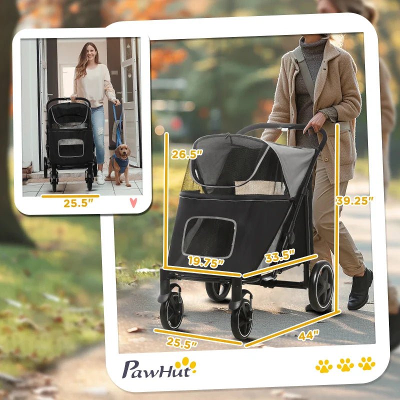 One - Click Foldable Stroller for Large Medium Small Dogs, Pet, Cats with Storage - Jaico Online Shop